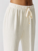 Terry Wide Leg Pant - Creme With White African Jasper Stone