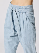 Muardo Waist Tie Trousers - Light Blue