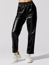 Tay Vegan Leather Jogger - Black