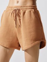 Evie Organic Terry Elastic Wasitband Relaxed Short - Cashew