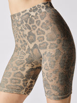 Calvin Brushed Rib Biker Short - Leopard