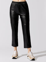 Faux Leather Pull On Pant - Black