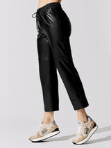 Faux Leather Pull On Pant - Black