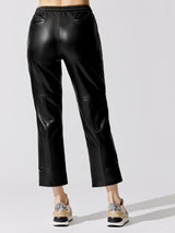 Faux Leather Pull On Pant - Black