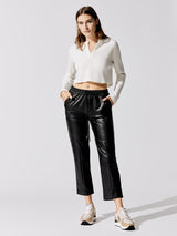 Faux Leather Pull On Pant - Black