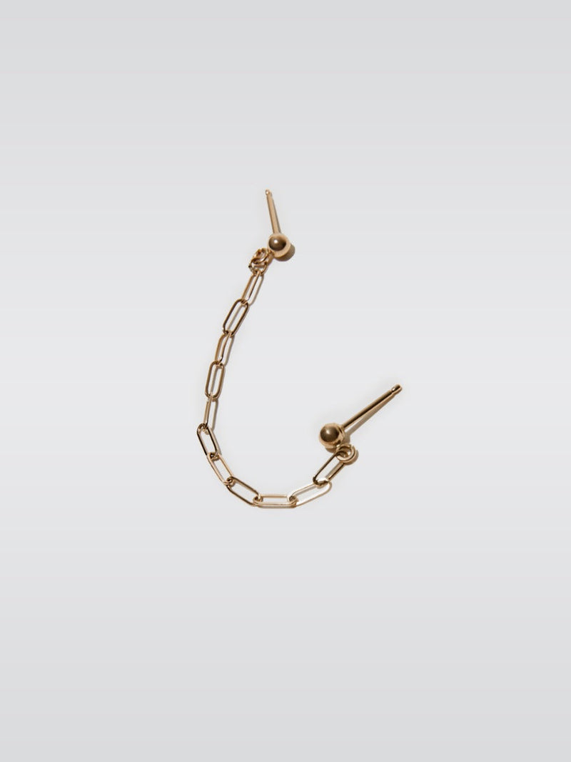 Chain Stud Earring - 14 Kt Yellow Gold