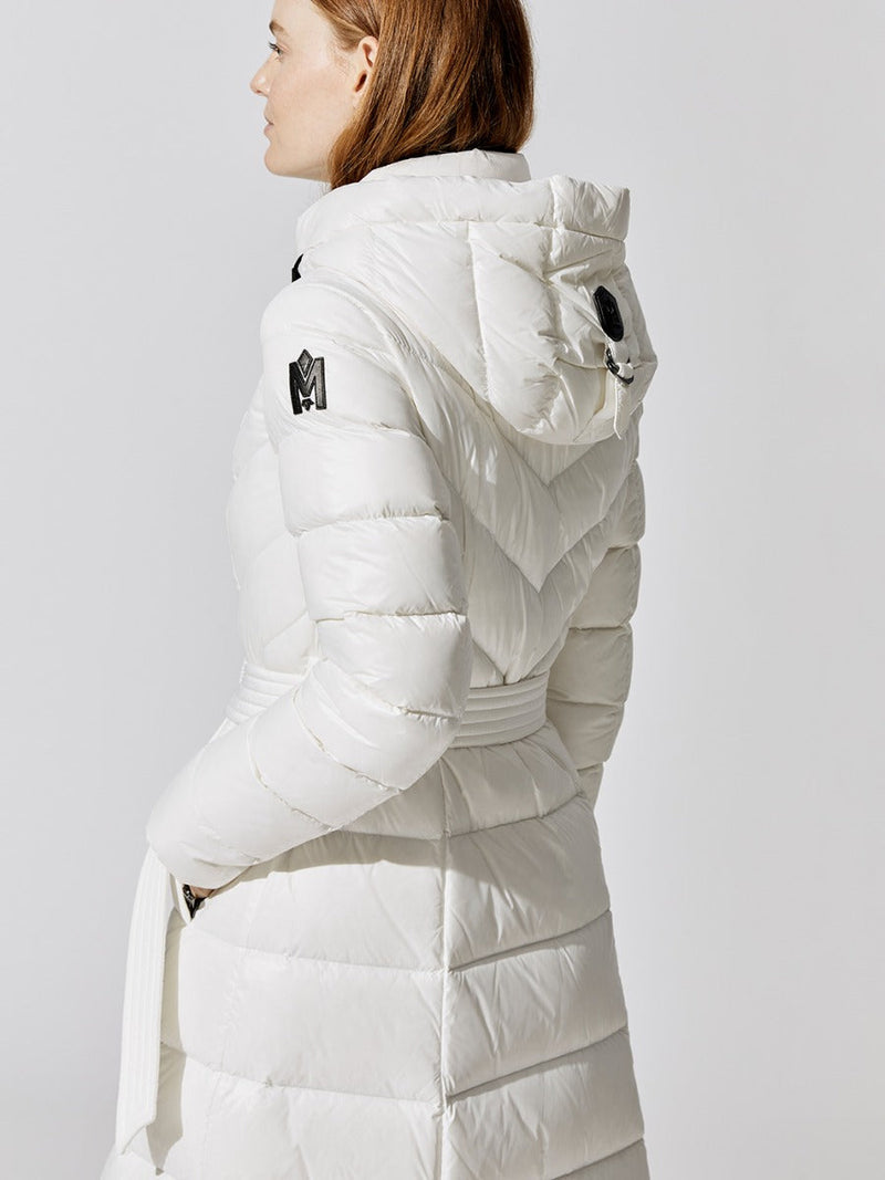 Calina Belted Puffer Coat - Off White