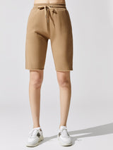 Romy Raw Edge French Terry Bermuda Short - Light Mocha