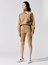 Romy Raw Edge French Terry Bermuda Short - Light Mocha