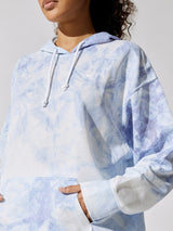 Icon Clash Sky Tie Dye Pullover Hoodie - Lt Racer Blue/White