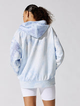 Icon Clash Sky Tie Dye Pullover Hoodie - Lt Racer Blue/White