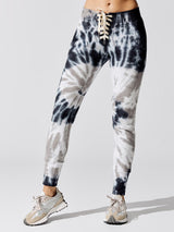 Maddox Tie Front Slim Tie-dye Sweats - Taupe Tie-Dye