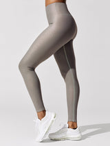 Ribbed Foil Legging - Silver Iridescent Foil