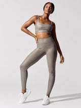 Ribbed Foil Legging - Silver Iridescent Foil