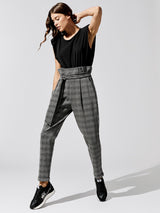 Plaid Paperbag Pants - Grey Plaid