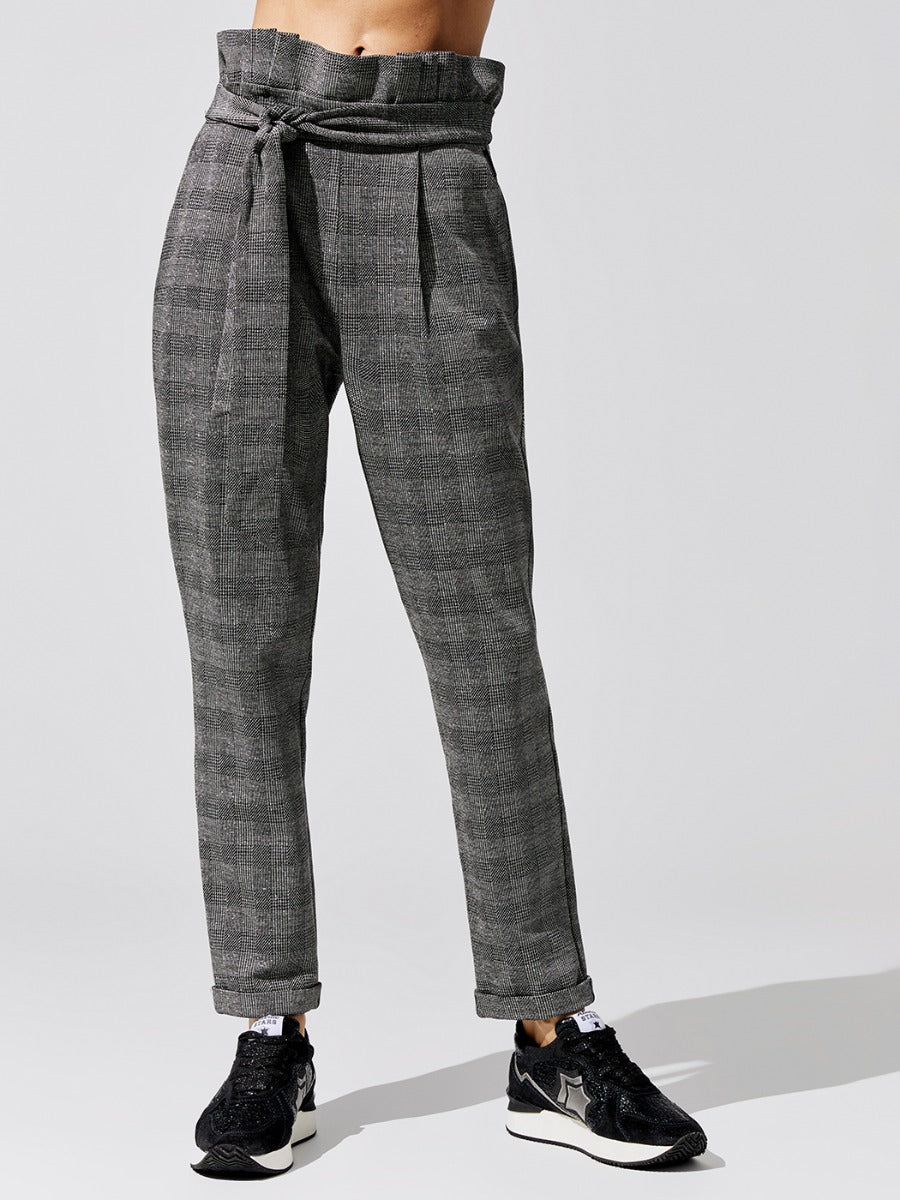 Plaid Paperbag Pants - Grey Plaid