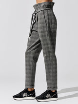 Plaid Paperbag Pants - Grey Plaid