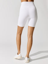 Malibu Crinkle Biker Short - White