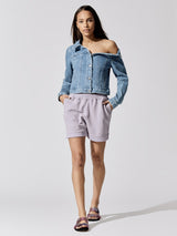 Rebecca Asymmetrical Denim Jacket - Natural Blue