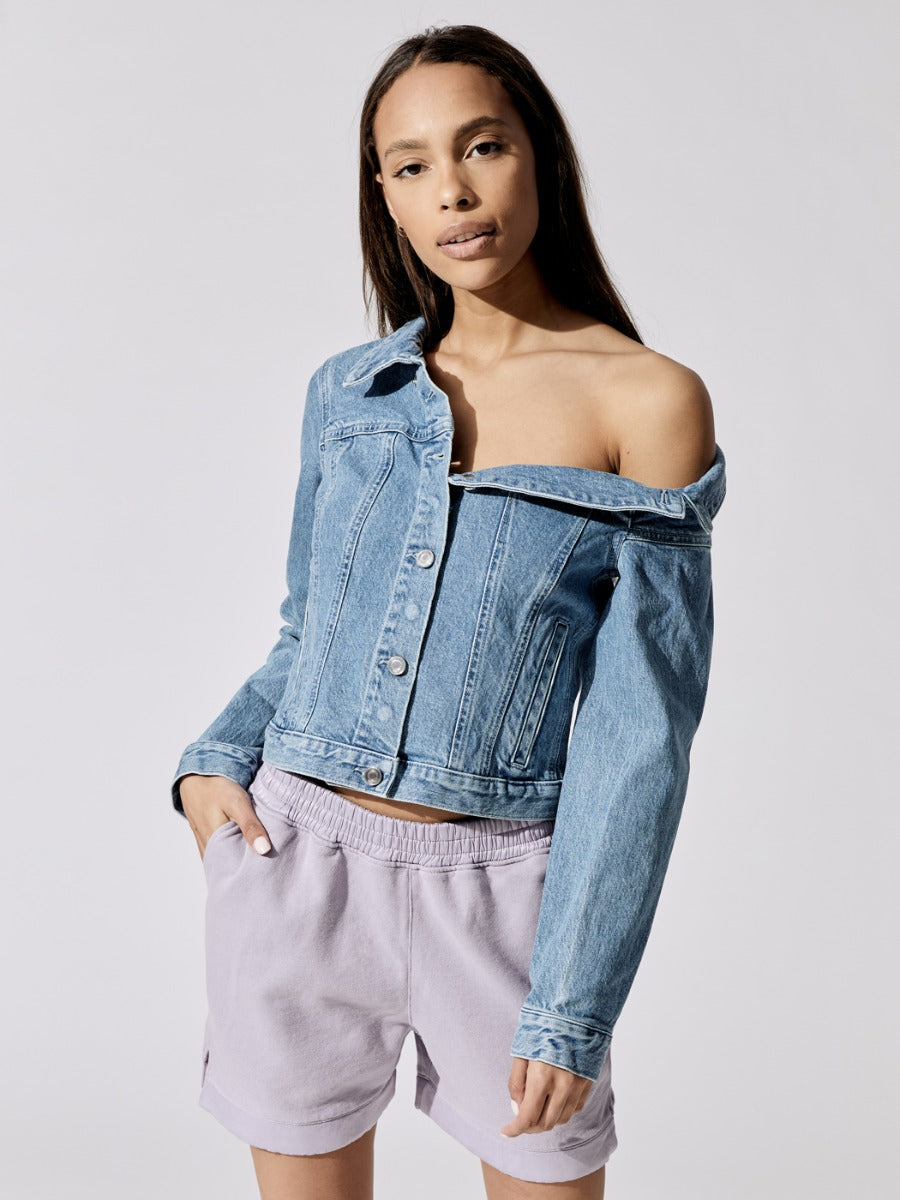 Rebecca Asymmetrical Denim Jacket Natural
