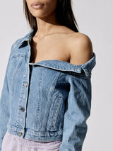 Rebecca Asymmetrical Denim Jacket - Natural Blue