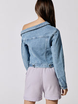 Rebecca Asymmetrical Denim Jacket - Natural Blue