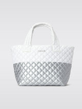 Small Metro Tote Deluxe - Tin & White Colorblock Oxford