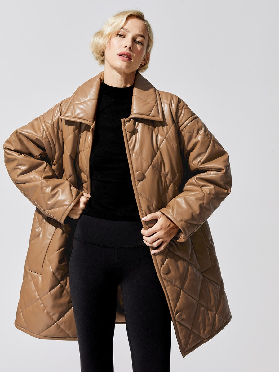 Jacey Leather Puffy Jacket